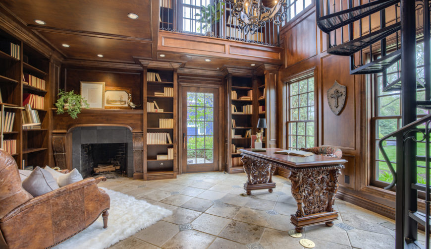 2 story English library in luxury homes