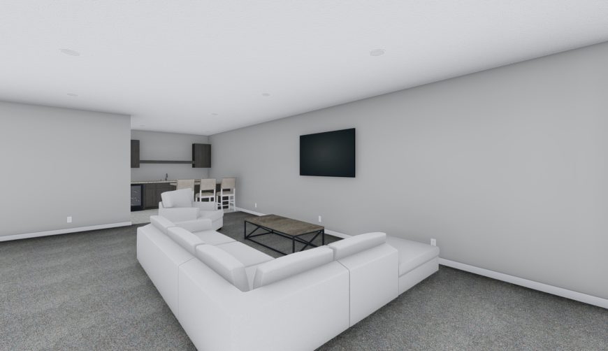 Living room rendering, District 66 new construction