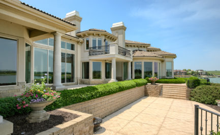 Wall of Windows on Luxury Lake Home, luxury home architecture
