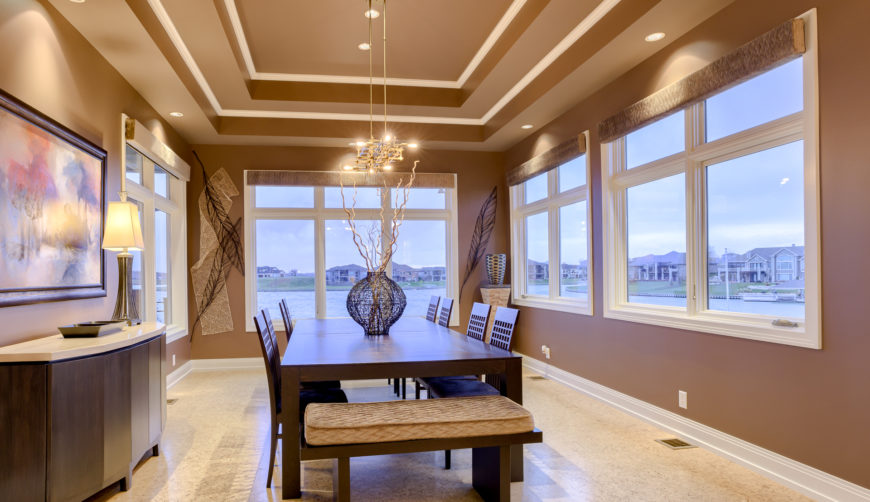Formal dining with coffered ceilings
